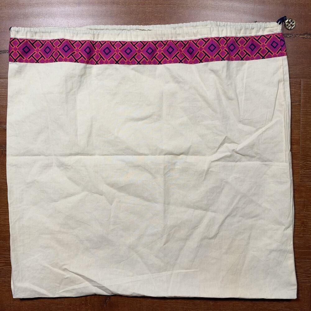 Tory Burch Dust Bag 22"x20" Ivory Drawstring Organic Cotton Cover Protector